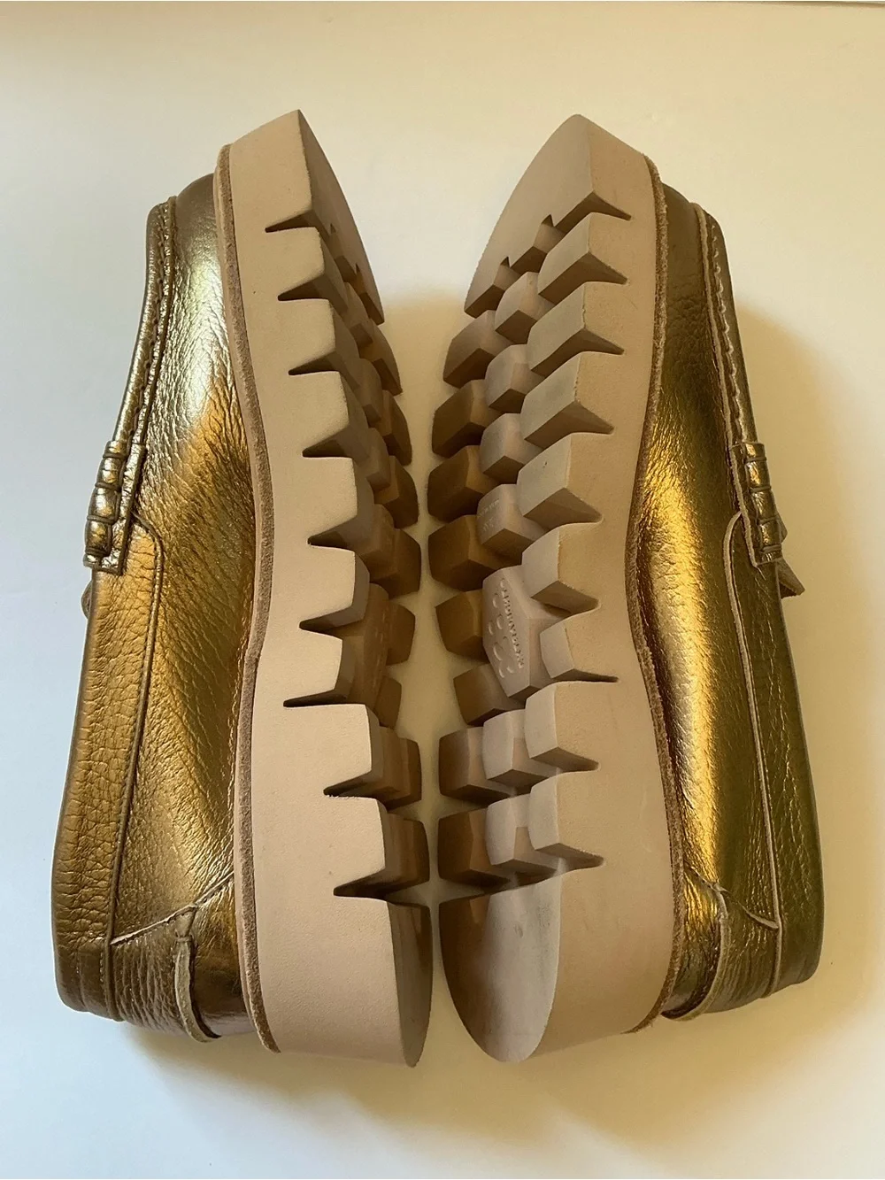 Pedro Garcia Sebas Lug Sole Penny Loafer, Light Gold, size 38 1/2, US size 8.5